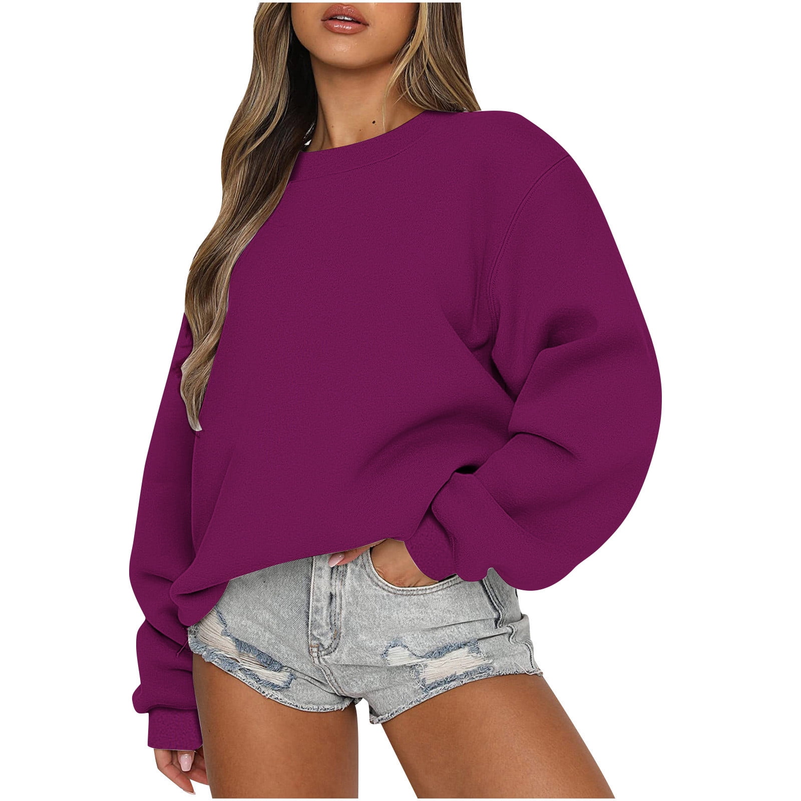 fartey Oversized Sweatshirt for Women Drop Shoulder Long Sleeve ...
