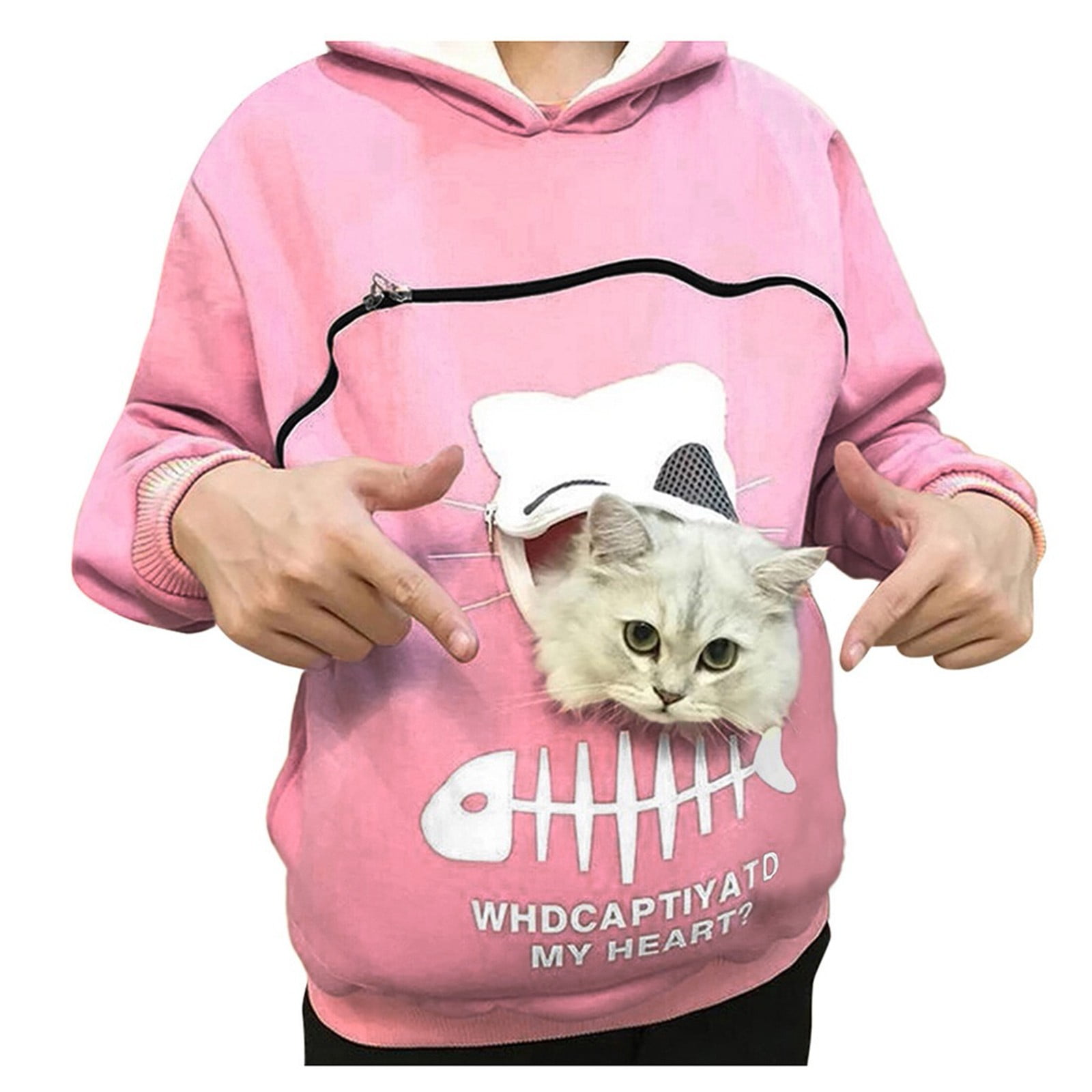 Hoodies For Women Pet Pouch Hoodies Solid Long Sleeve Large Kangaroo Pocket Funny Pullover Cat Puppy Holder Hoodies Casual Sweatshirt, Dark Gray, XL