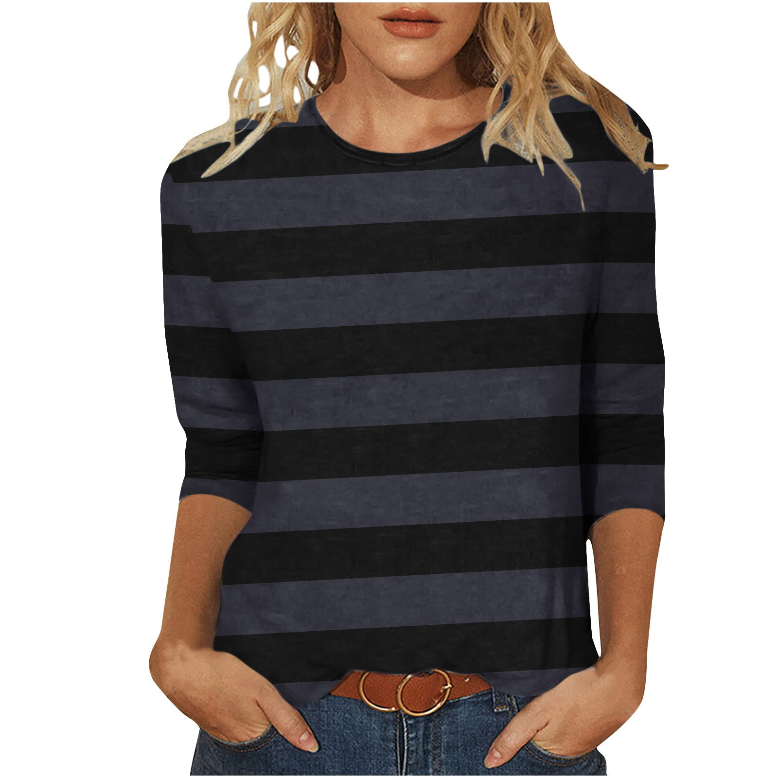 fartey Plus Size 3/4 Sleeve T-Shirts for Women Casual