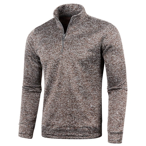 fartey Plus Size Fleece Sweatshirt for Men Stand Collar Quarter Zip Pullover Top Long Sleeve Solid Cozy Sweater Shirt, M-4XL