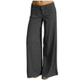 thumbnail image 1 of fartey Prime Day Deals Today 2023 Wide Leg Trousers for Women Relaxed Casual Solid Color Beach Trousers with Zipper Button Pockets Yoga Sports Pants, 1 of 6