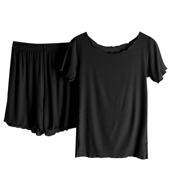 fartey Prime Day Deals Today Shorts Sets Women 2 Piece Outfits Short Sleeve Crewneck Roomy Fit Tshirt 2024 Casual Pockets Elastic Waist Drawstring Shorts Solid Color Suits