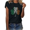 thumbnail image 1 of St. Patrick Day Green Shamrock Tee Shirt Women Clover Vintage Tee Top Four Leaf Retro Crewneck T Shirts, 1 of 6