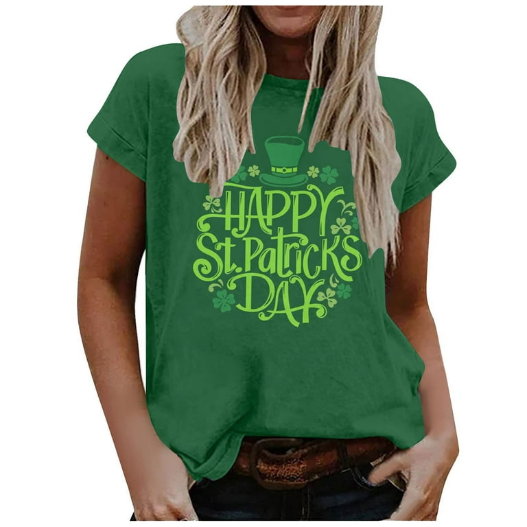 fartey St. Patrick's Day Shirts for Women Graphic Tees St Patty's Lucky  T-Shirt Irish Tops 