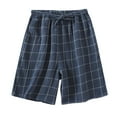 thumbnail image 1 of fartey Summer Shorts for Men 2023 Casual Plaid Print Elastic Waist Short with Pockets Drawstring Beach Vacation Home Short, 1 of 9