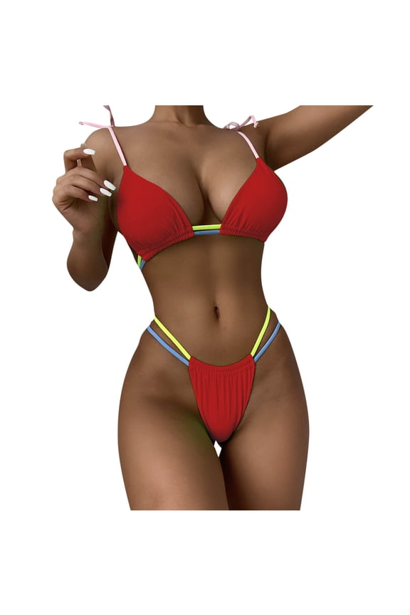 Thong Bikini Swimsuit for Women Brazilian Bottom Triangle Bikinis Top Bathing Suit Beachwear