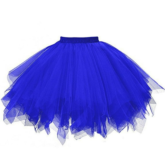 fartey Tutu Skirt for Women Solid Color Pleated Layered Ballet Dance Skirts Elastic Tulle Cosplay Party Short Tutu Skirt