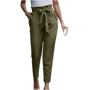 slim fit dress slacks Slim Fit Paper Bag Pants main image 1