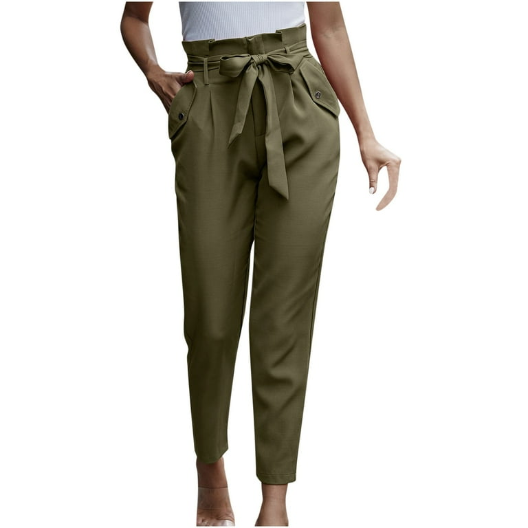 Dark green paperbag trousers hotsell
