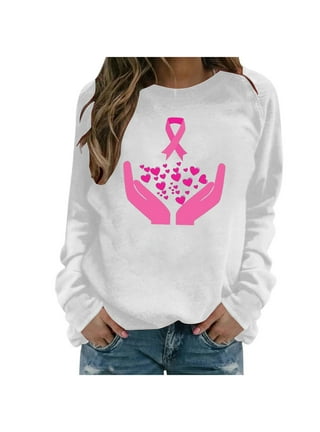 Qleicom Womens Breast Cancer Awareness Sweatshirts Long Sleeve