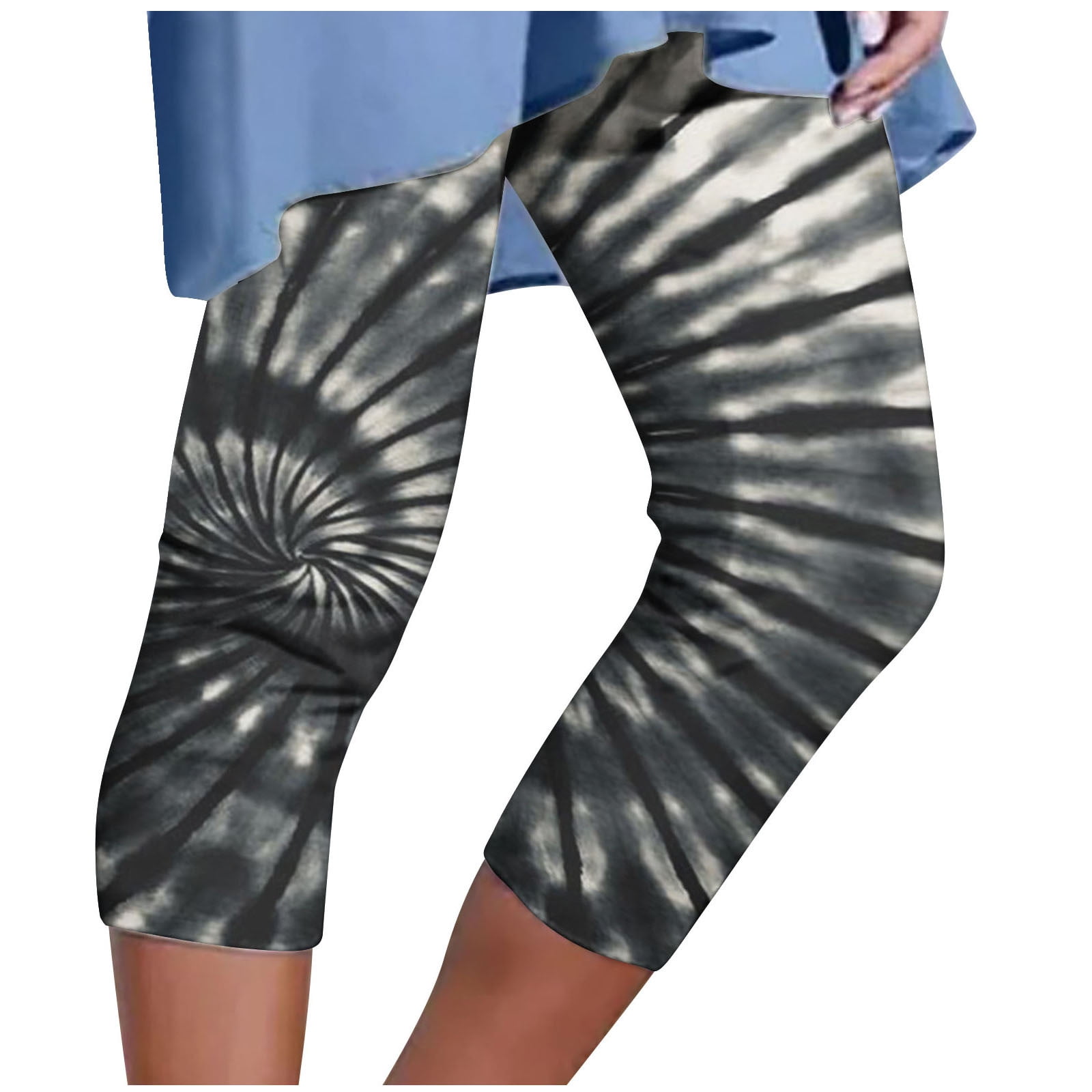 fartey Women High Waist Capri Pants Slim FIt Tie Dye Printed Yoga ...