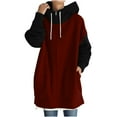thumbnail image 1 of fartey Women Oversized Zip Up Long Hoodie Roomy Warm Fleece Lined Patchwork Hooded Coats Lounge Long Sleeve Drop Shoulder Hoodies Sweatshirt With Pockets, 1 of 7