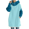 thumbnail image 1 of fartey Women Oversized Zip Up Long Hoodie Roomy Warm Fleece Lined Patchwork Hooded Coats Lounge Long Sleeve Drop Shoulder Hoodies Sweatshirt With Pockets, 1 of 7