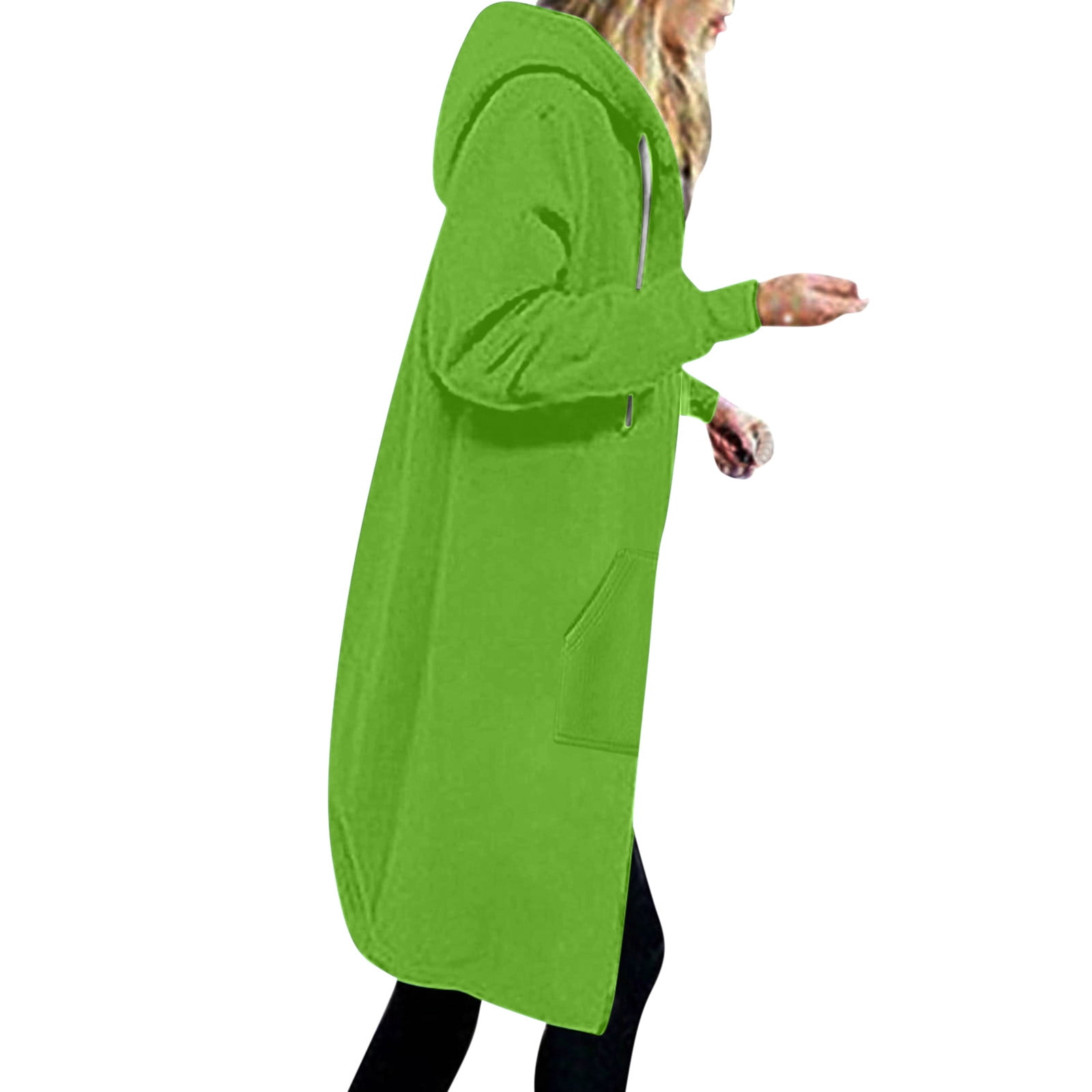 fartey Women Plus Size Fleece Lined Long Hoodies Sweatshirt Zip Up Outerwears with Pockets Solid Plus Size Coat
