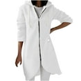 thumbnail image 1 of fartey Women Plus Size Zip Up Hooded Sweatshirts Casual Fleece Lined Long Hoodies Warm Comfort Fashion Curved Hem Solid Hooded Coat Long Sleeves Hoodie Jacket With Pockets Drawstring, S-5XL, 1 of 9