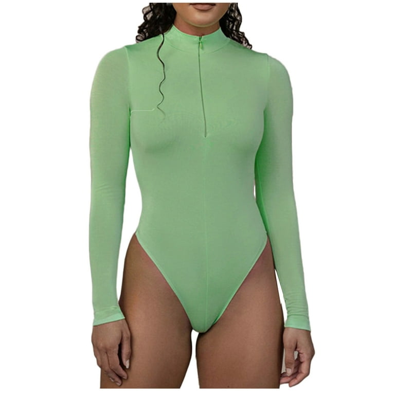 Solid Turtle Neck Bodysuit, Casual Long Sleeve Slim Bodysuit, Women's  Clothing