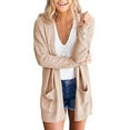 thumbnail image 1 of fartey Women's 2025 Long Sleeve Waffle Knit Cardigan Open Front Cozy Sweater Coat with Pockets, 1 of 6