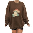 thumbnail image 1 of fartey Women's Oversized Sweatshirt Cute Funny Mushroom Print Pullover Tees Casual Fleece Lined Crewneck Tee Shirts Warm Loose Long Sleeved Winter Sweatshirts T-Shirt, 1 of 7