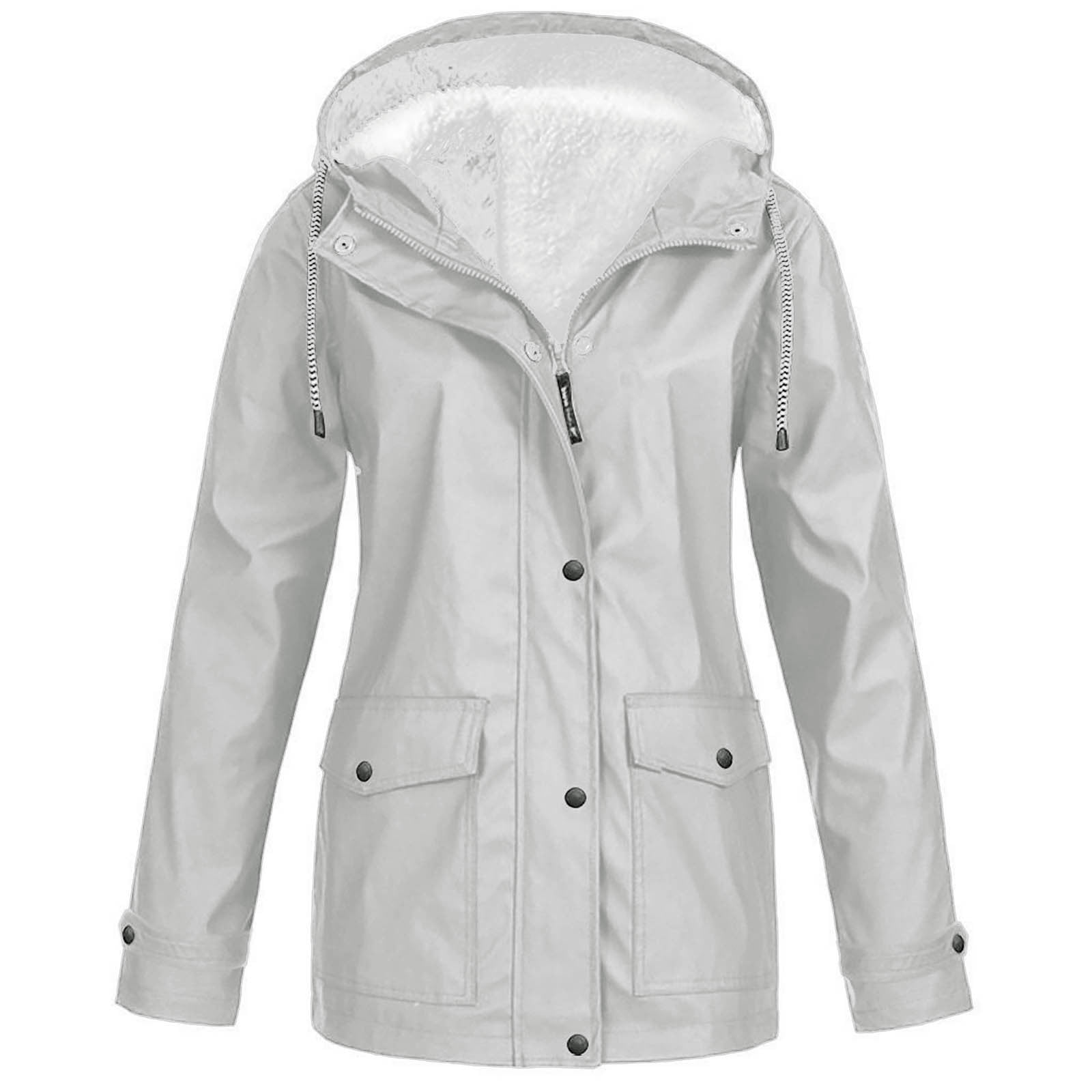 fartey Women’s Plus Size Solid Rain Jacket Outdoor Jackets Waterproof ...