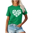 thumbnail image 1 of fartey Women's St. Patrick's Day T Shirt Lucky St Patty's Day Tops Cute Heart Shamrock Print T-shirts Loose Cozy Crewneck Short Sleeve Tee for Gift Green, 1 of 6