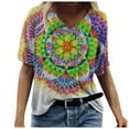 thumbnail image 1 of fartey Women's Tops on Clearance Floral Print Shirts for Women 2024 Summer Casual V Neck Tshirts Loose Short Sleeve Lightweight Soft Tops Tee for Jeans, 1 of 3
