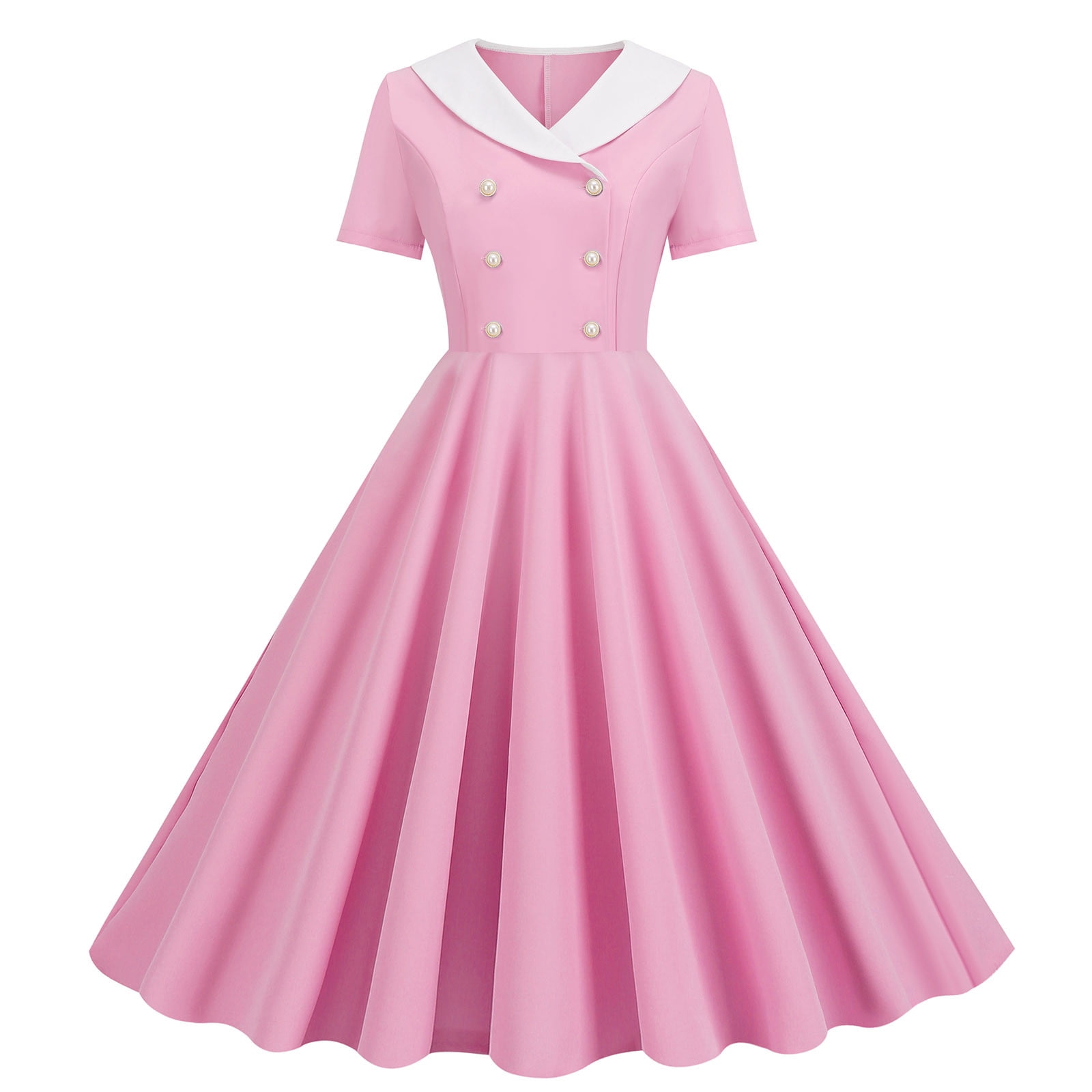 fartey Womens 1950s Cape Collar Dress Vintage Flared Swing