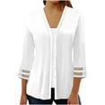 thumbnail image 1 of fartey Womens Button Down Cardigan Coat Dressy 3/4 Sleeve Solid Color Kimono Tops Slim Fit Casual Beach Vacation Cover Ups Tshirts, 1 of 5