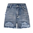 thumbnail image 1 of fartey Womens Denim Shorts 2025 Summer Destroyed Holes Pockets Jeans Short with Button Zipper High Waist Casual Comfy Shorts, 1 of 5