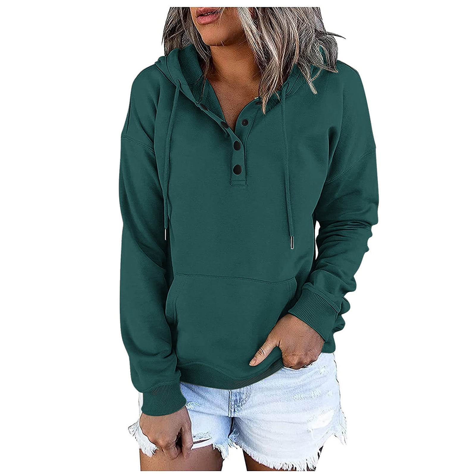 Button up hotsell sweatshirt womens