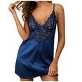 thumbnail image 1 of fartey Womens Lingerie Satin Lace Nightgown Deep V Neck Negligee Sleepwear with Spaghetti Straps Mini Pajama Dress Full Slip Silk Night Gown Dresses, S-3XL, 1 of 5