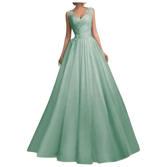 fartey Womens Plus Size Mesh Dress Trendy Lace Strap Wedding Dresses Tunic Flared Swing Solid Color Sundresses Casual V Neck Evening Party Prom Dress, S-5XL