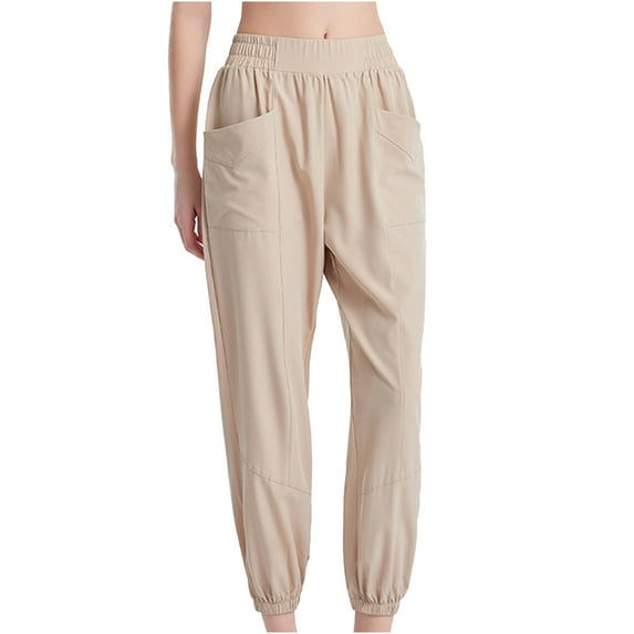 fartey Womens Plus Size Workout Pants Loose Fit Quick Dry Yoga Trousers Casual Elastic High Waist Athletic Pant With Pockets Cinch Bottom Pants for Joggers Cycling, S-5XL