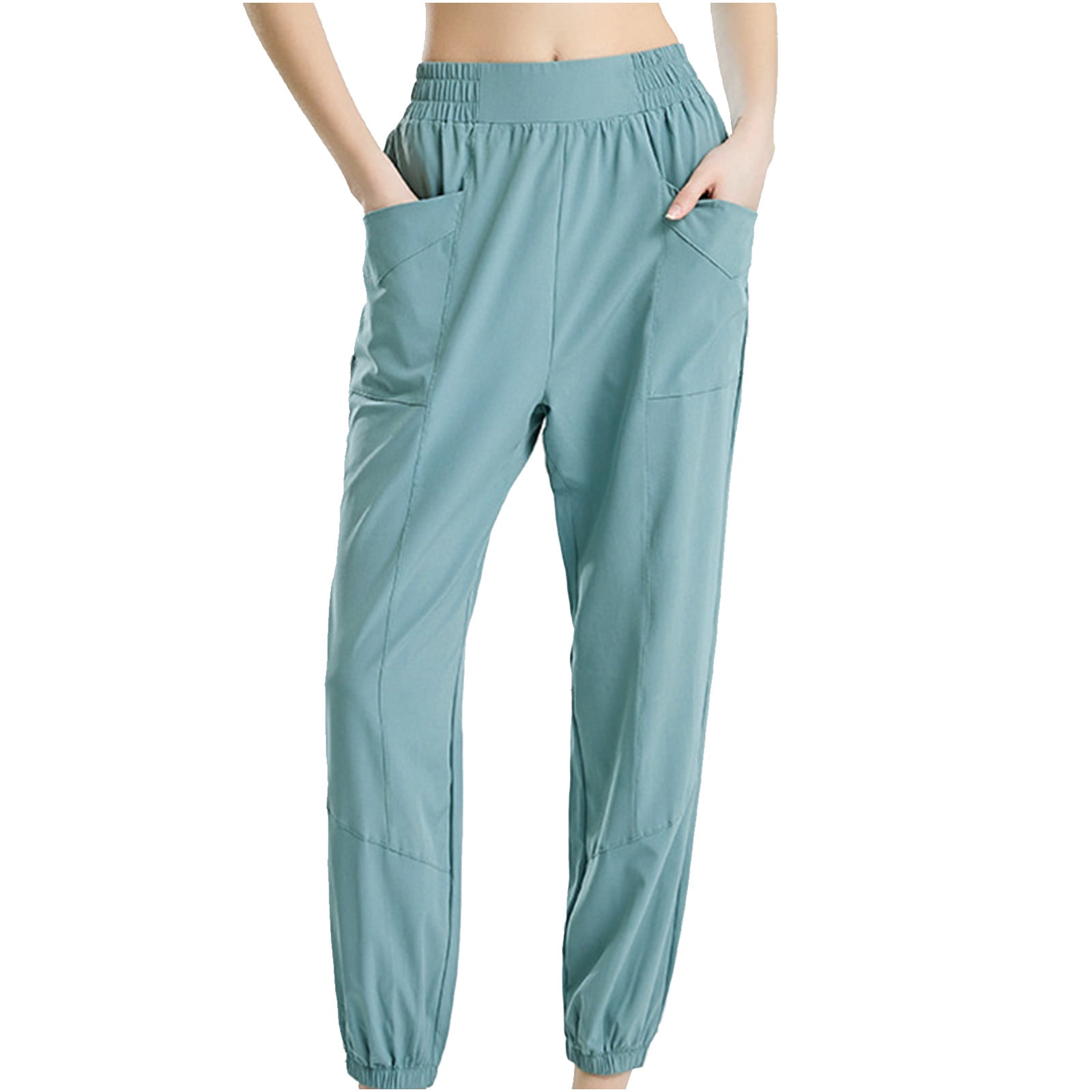 fartey Womens Plus Size Workout Pants Loose Fit Quick Dry Yoga Trousers