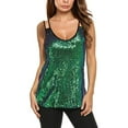 thumbnail image 1 of fartey Womens Sparkly Sequin Tank Tops Double Spaghetti Strap V Neck Vest Shirts Solid Color Sleeveless Party Club Cocktail Tee, 1 of 9