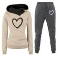 thumbnail image 1 of fartey Workout Sets for Women 2 Piece Love Heart Graphic Long Sleeve Hoodies and Pants Fleece Sports Tracksuit Sweatsuit, 1 of 2