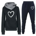 thumbnail image 1 of fartey Workout Sets for Women 2 Piece Love Heart Graphic Long Sleeve Hoodies and Pants Fleece Sports Tracksuit Sweatsuit, 1 of 2
