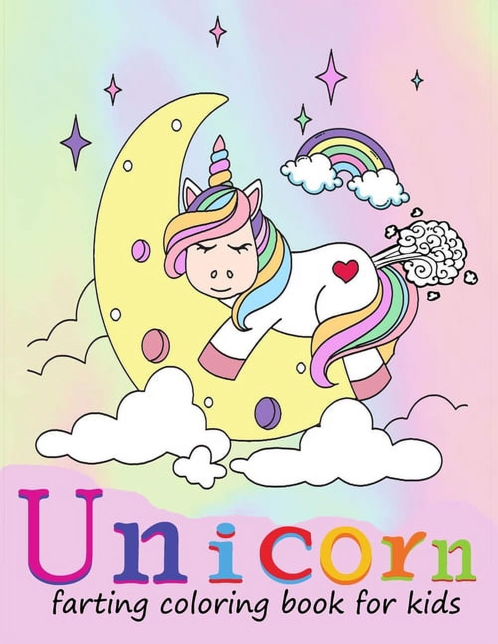 farting unicorn coloring book for kids: funny colouring pages for ...