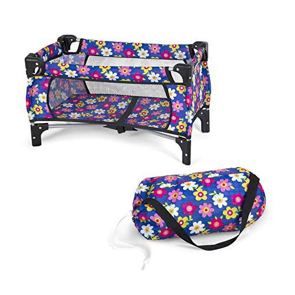 Colorful Floral Baby Doll Crib Set with Bassinet and Carry Bag