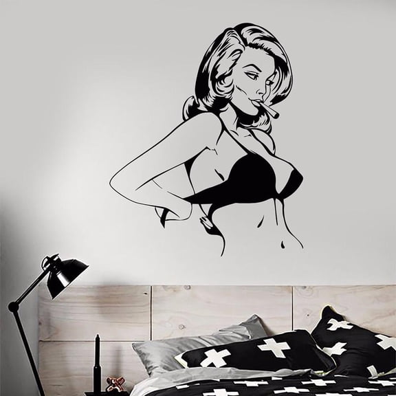 fashion Women Vinyl Wall Decal Girl Pin Up Women Retro Wall Stickers for Home Bedroom Decoration Accessories 50x42cm