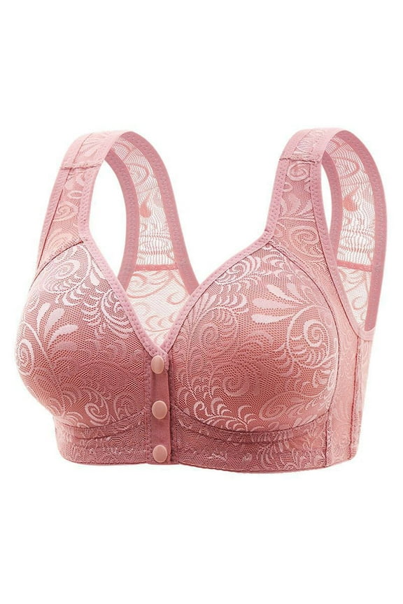 Abomasnow Front Snap Everyday Bras for Women Wirefree Push Up Bras Plus Size Bralettes for Senior Ultra Soft Cup T-Shirt Bra