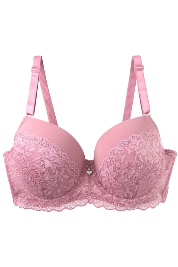 Abomasnow Women's Push Up Lace Bra Comfort Padded Underwire Bras Plus Size Push Up High Support Bra 80C-105E