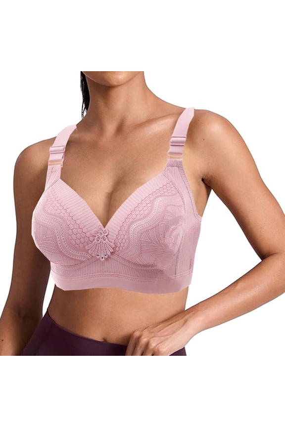 Everyday Bra for Women Full Coverage Compression Bra No Underwire Lace Unlined Bras Lightly Padded Bras