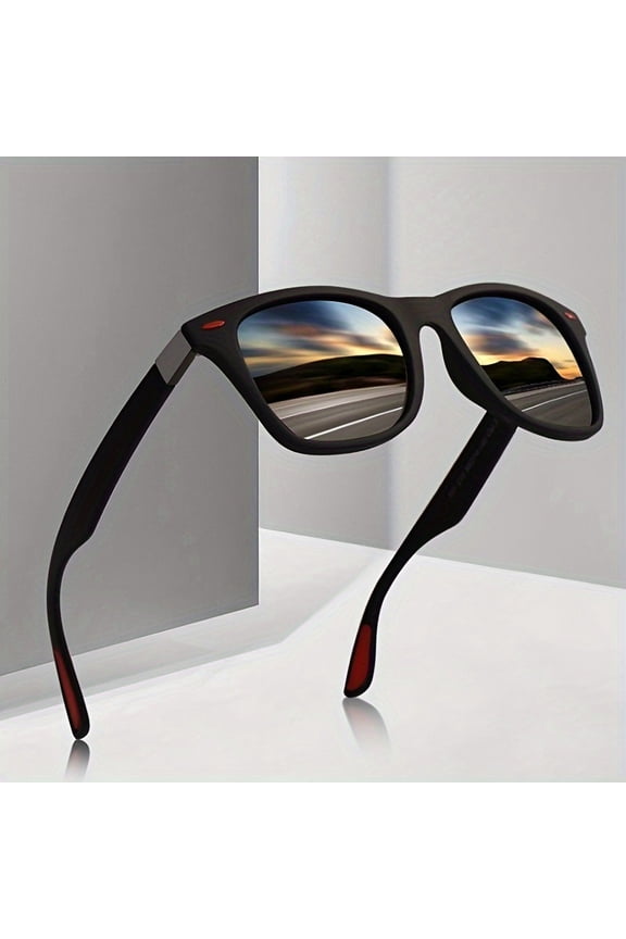 A fashionable classic Sports Glasses, Suitable for Men, Casual Style, PC Framework and Lens, Anti -Reflection, Suitable for Climbing and General Decoration, Suitable For for gifts,Black/Red Point