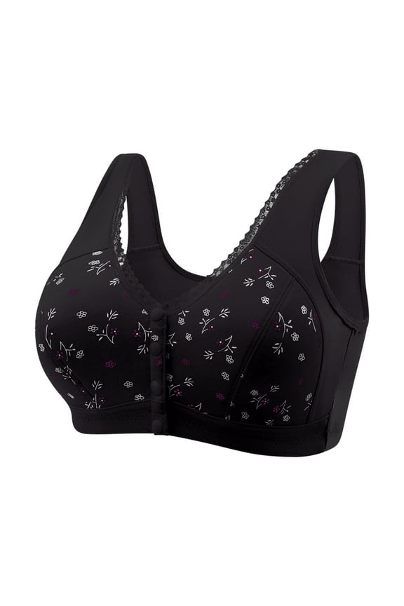 Daisy Bras for Older Women Floral Plus Size Bra Wireless Front Closure Bras for Senior Daisy Comfort Tshirt Bra