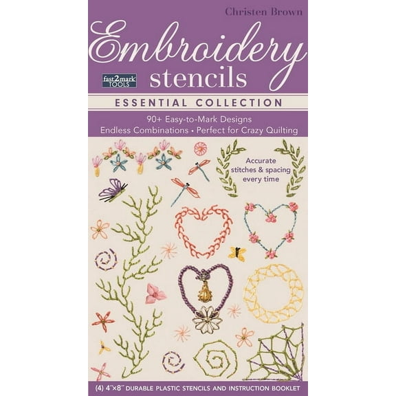 fast2mark Embroidery Stencils - Essential Collection : 90+ Easy-to-Mark Designs - Endless Combinations Perfect for Crazy Quilting Accurate Stitches & Spacing Every Time (General merchandise)