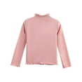 thumbnail image 1 of fatyb 1-11 Years Girls Long Sleeve T-Shirts Ruffle Mock Neck Cotton Tees Solid Color Comfy Undershirts, 1 of 5