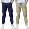 thumbnail image 1 of fatyb 2 Pack Boys Casual Pants Drawstring Thin Joggers Lightweight School Uniform Trousers with Pockets, 1 of 7