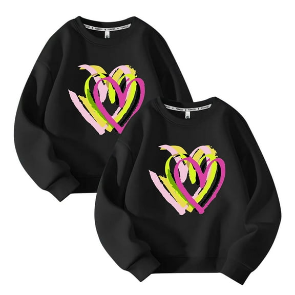 fatyb 2 Pack Boys Girls Crew Neck Pullover Sweatshirts Print Casual Long Sleeve Kids Tops 2-14 Years