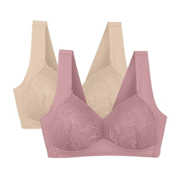 fatyb 2 Pack Bras for Women No Underwire Breathable Bralettes Ladies Full Coverage Soft Everyday Bra
