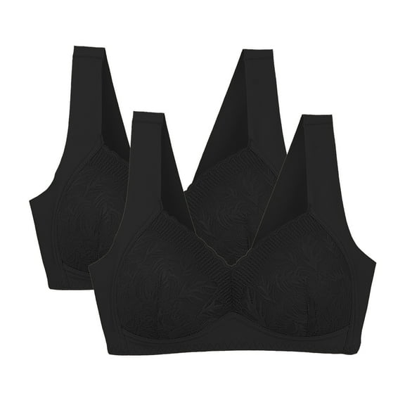fatyb 2 Pack Bras for Women No Underwire Breathable Bralettes Ladies Full Coverage Soft Everyday Bra